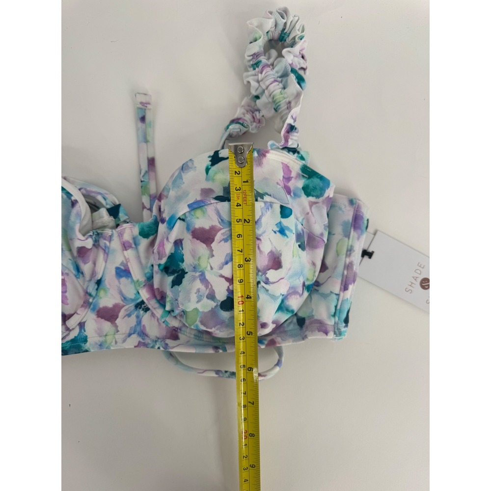 Shade & Shore Womens Floral Underwire Bikini Top Ruffle Strap Sz XL NWT - Picture 9 of 12